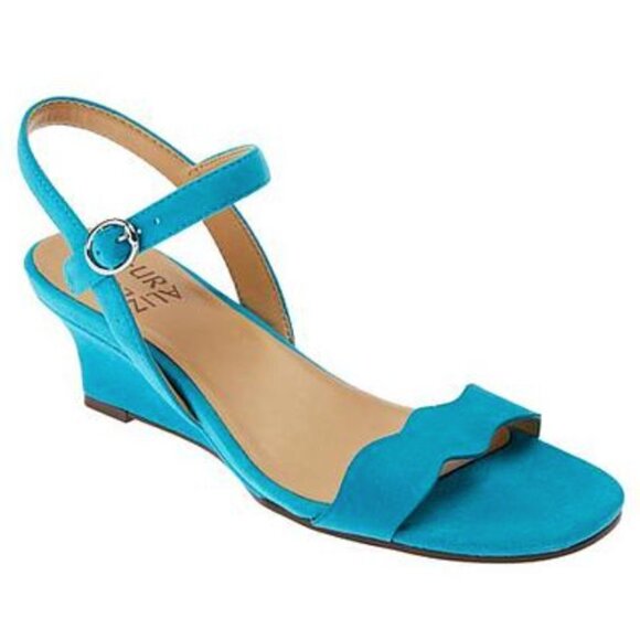 NATURALIZER Lacey Womens Leather Ankle Strap Wedge Sandals - Picture 1 of 5